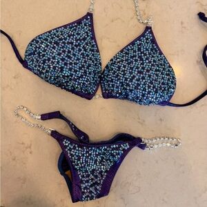 Toxic Angelz Purple and Blue Beaded Competition Bikini